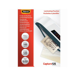 Lamináló fólia, 83x113mm, 125 mikron, fényes, 100 db/doboz, Fellowes® Irodatechnika, kellékei Fellowes