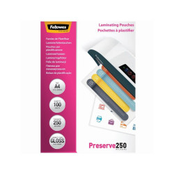 Lamináló fólia, A4, 250 mikron, fényes, 100 db/doboz, Fellowes® Irodatechnika, kellékei Fellowes