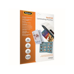 Lamináló fólia, A4, 80 mikron, fényes, 25 db/doboz, Admire Easyfold Fellowes® Irodatechnika, kellékei Fellowes