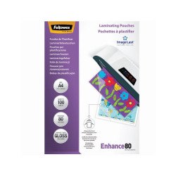 Lamináló fólia, A4, 80 mikron, fényes, 100 db/doboz, Fellowes® Irodatechnika, kellékei Fellowes