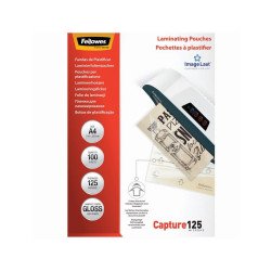 Lamináló fólia, A4, 125 micron, fényes, 100 db/doboz, Fellowes® Irodatechnika, kellékei Fellowes
