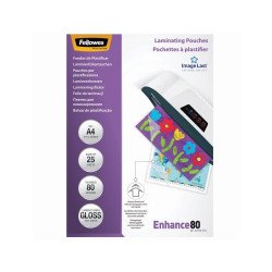 Lamináló fólia, A4, 80 micron, fényes, 25 db/doboz, Fellowes® Irodatechnika, kellékei Fellowes