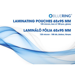 Lamináló fólia 65x95mm, 125 micron 100 db/doboz, Bluering® Irodatechnika, kellékei Bluering