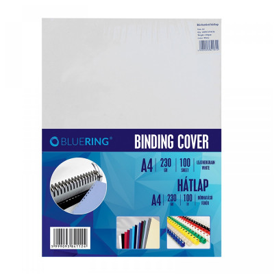 Hátlap, A4, 230 g. bőrhatású 100 db/csomag, Bluering® fehér Hátlap, A4, 230 g. bőrhatású 100 db/csomag, Bluering® fehér