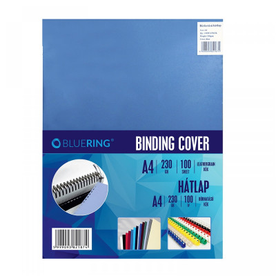 Hátlap, A4, 230 g. bőrhatású 100 db/csomag, kék Bluering® Hátlap, A4, 230 g. bőrhatású 100 db/csomag, kék Bluering®