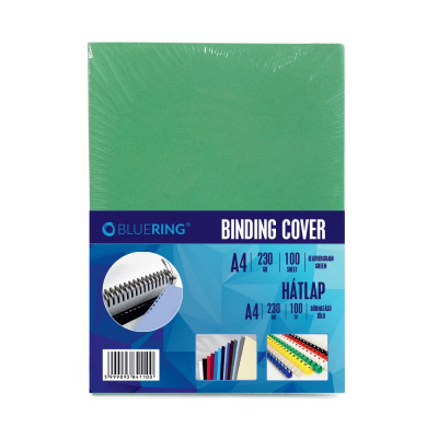 Hátlap, A4, 230 g. bőrhatású 100 db/csomag, Bluering® zöld Hátlap, A4, 230 g. bőrhatású 100 db/csomag, Bluering® zöld