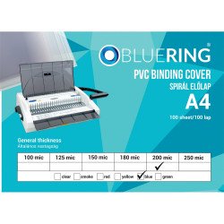 Előlap, A4, 200 micron 100 db/csomag, Bluering® áttetsző kék Irodatechnika, kellékei Bluering