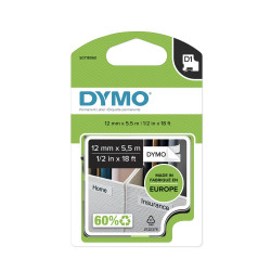 Feliratozógép szalag tartós poliészter Dymo D1 S0718060/16959 12mmx5,5m, ORIGINAL, fekete/fehér Irodatechnika, kellékei Dymo