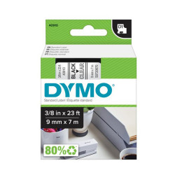 Feliratozógép szalag Dymo D1 S0720670/40910 9mmx7m, ORIGINAL, fekete/víztiszta Irodatechnika, kellékei Dymo