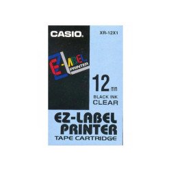 Feliratozógép szalag XR-12X1 12mmx8m Casio víztiszta/fekete Irodatechnika, kellékei Casio