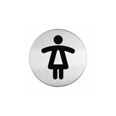 Piktogram, információs tábla, átmérő 83mm, Női WC Durable ezüst