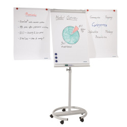 Flipchart tábla mobil 68x105cm, mágneses, 2 db segédkarral, 5 görgős Premium line Franken Irodatechnika, kellékei Franken