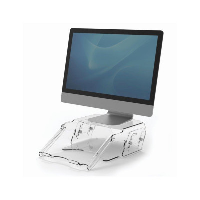 Monitorállvány, állítható, dokumentumtartóval, Fellowes® Clarity, átlátszó