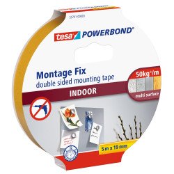 Ragasztószalag, rögzítószalag beltéri 19mmX5m PowerBond Tesa Javítás, ragasztás, csomagolás Tesa