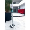 Adagoló állomás kézfertőtlenítőhöz, állványos, információs táblával Durable, ezüst