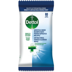 Nedves felülettisztító kendő antibakteriális hatással 80 db/csomag Dettol Iroda üzemeltetés, munkavédelem Dettol