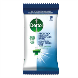 Nedves felülettisztító kendő antibakteriális hatással 80 db/csomag Dettol Iroda üzemeltetés, munkavédelem Dettol
