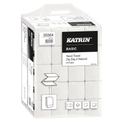 Kéztörlő 2 rétegű V hajtogatású 200 lap/csomag 20 csomag/karton Basic Handypack Katrin_35564 fehérített Iroda üzemeltetés, munkavédelem Katrin