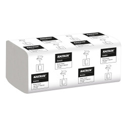 Kéztörlő 2 rétegű V hajtogatású 200 lap/csomag 20 csomag/karton Basic Handypack Katrin_35564 fehérített Iroda üzemeltetés, munkavédelem Katrin
