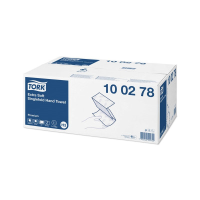 Kéztörlő 2 rétegű Z hajtogatású 200 lap/csomag 15 csomag/karton Extra Soft Singlefold H3 Tork_100278 hófehér