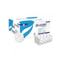 Kéztörlő 2 rétegű V hajtogatású 190 lap/cs 20 cs/karton Strong Lucart_863045 hófehér