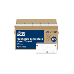 Kéztörlő 2 rétegű hajtogatott 250 lap/csomag 22,5 x 23 cm 15 csomag/karton Advanced Flushable Tork_290190 fehér