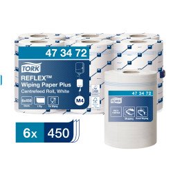 Kéztörlő 2 rétegű plusz belsőmagos 450 lap/150 m/tekercs 6 tekercs/karton Reflex™ M4 Tork_ 473472 fehér Iroda üzemeltetés, munkavédelem Tork