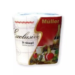Háztartási papírtörlő kéztörlő 3 rétegű 2 tekercses Exclusive fehér Iroda üzemeltetés, munkavédelem Müller