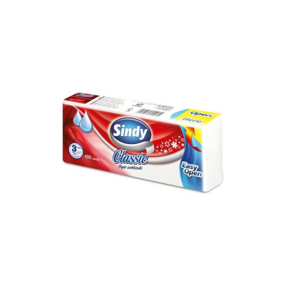 Papírzsebkendő 3 rétegű 100 db/csomag Sindy Classic Papírzsebkendő 3 rétegű 100 db/csomag Sindy Classic