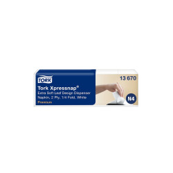 Szalvéta adagolóba 2 rétegű 1/4 hajtású 10,7 x 16,5 cm 500 lap/csomag Prémium Xpressnap® Extra Soft N4 Tork_13670 fehér
