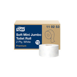 Toalettpapír 2 rétegű közületi átmérő: 18,8 cm 850 lap/tekercs 12 tek/karton Premium Soft Mini Jumbo T2 Tork_110253fehér