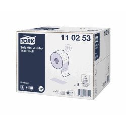 Toalettpapír 2 rétegű közületi átmérő: 18,8 cm 850 lap/170 m/tek 12 tek/karton Soft Mini Jumbo Premium Tork_110253 fehér Iroda üzemeltetés, munkavédelem Tork