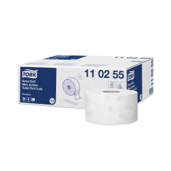 Toalettpapír 3 rétegű közületi átmérő: 18,7 cm 600 lap/120 m/tek 12 tek/karton Extra Soft Mini Jumbo Tork_110255 fehér Iroda üzemeltetés, munkavédelem Tork