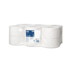Toalettpapír 2 rétegű közületi átmérő: 18,8 cm 850 lap/170 m/tekercs 12 tekercs/karton Mini Jumbo Tork_120280 fehér Iroda üzemeltetés, munkavédelem Tork
