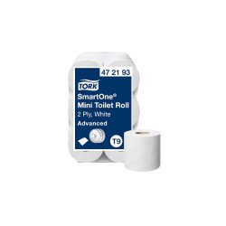 Toalettpapír 2 rétegű laponkénti átmérő: 14,9 cm 12 tekercs/karton Advanced Smart One® Mini Tork_472193 fehér Iroda üzemeltetés, munkavédelem Tork