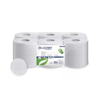 Toalettpapír 2 rétegű közületi átmérő: 19 cm 12 tekercs/karton 19 J EcoLucart_812200 fehér