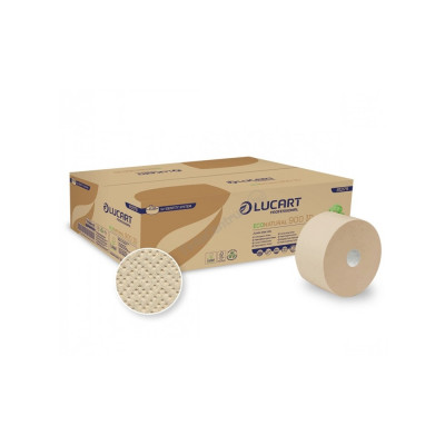 Toalettpapír 2 rétegű közületi átmérő: 19 cm 12 tekercs/csomag autocut 900 ID EcoNatural Lucart_812179S havanna barna
