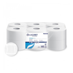 Toalettpapír 2 rétegű közületi átmérő 19 cm 100 % cellulóz 12 tekercs/karton 19 J PLUS Strong Lucart_812201J hófehér Iroda üzemeltetés, munkavédelem Lucart