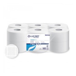 Toalettpapír 2 rétegű közületi átmérő 19 cm 100 % cellulóz 12 tekercs/karton 19 J PLUS Strong Lucart_812201J hófehér Iroda üzemeltetés, munkavédelem Lucart
