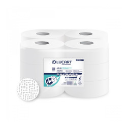 Toalettpapír 2 rétegű közületi átmérő: 19 cm 100 % cellulóz 12 tekercs/karton Aquastream 150 Lucart_812223J hófehér Iroda üzemeltetés, munkavédelem Lucart