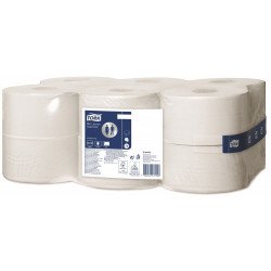 Toalettpapír 2 rétegű közületi átmérő: 18,8 cm 170 m/tekercs 12 tekercs/karton Mini Jumbo Tork_120278 fehérített Iroda üzemeltetés, munkavédelem Tork