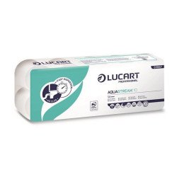 Toalettpapír 2 rétegű 200 lap/tekercs 10 tekercs/csomag Aquastream 10 Lucart_811B67J hófehér Iroda üzemeltetés, munkavédelem Lucart