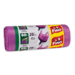 Szemeteszsák köthető füles 60 literes 20 db/tekercs lila Fino Iroda üzemeltetés, munkavédelem Fino