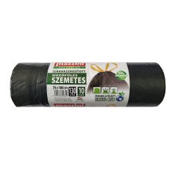 Szemeteszsák önzáró szalaggal 130 liter 75 x 100 cm 10 db/tekercs Mazzini fekete Iroda üzemeltetés, munkavédelem Mazzini