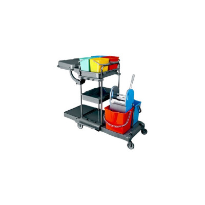 Takarítókocsi króm vázas 2 x 18 liter és 4 x 5 literes vödörrel KA407FK