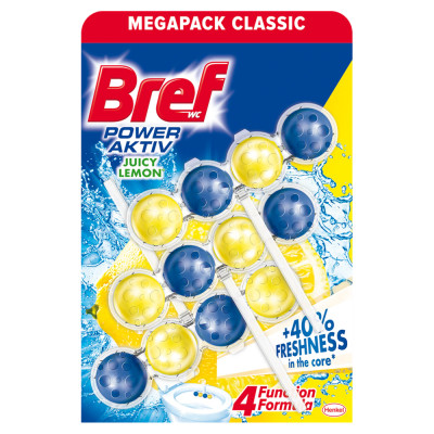 WC illatosító golyós 3 x 50 g Power Aktiv Bref Lemon WC illatosító golyós 3 x 50 g Power Aktiv Bref Lemon
