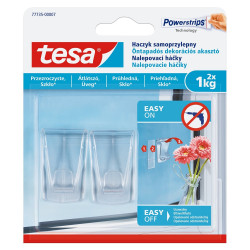 Akasztó öntapadós műanyag, 1 kg teherbírású 2 darab/bliszter Tesa Powerstrips átlátszó Iroda üzemeltetés, munkavédelem Tesa