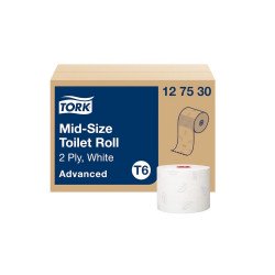 Toalettpapír 2 rétegű közületi átmérő: 13,2cm 100 m 27 tekercs/karton Advanced Mid-Size T6 Tork_127530 fehér Iroda üzemeltetés, munkavédelem Tork