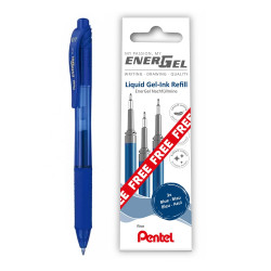 Rollertoll zselés golyóátmérő 0,7 mm Pentel EnerGel BL107-CX írásszín kék + ajándék tollbetét 3db/csomag Író- irodaszer, papíráru Pentel