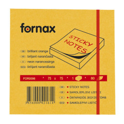 Jegyzettömb öntapadó, 75x75mm, 80lap, Fornax neon narancs Író- irodaszer, papíráru Fornax